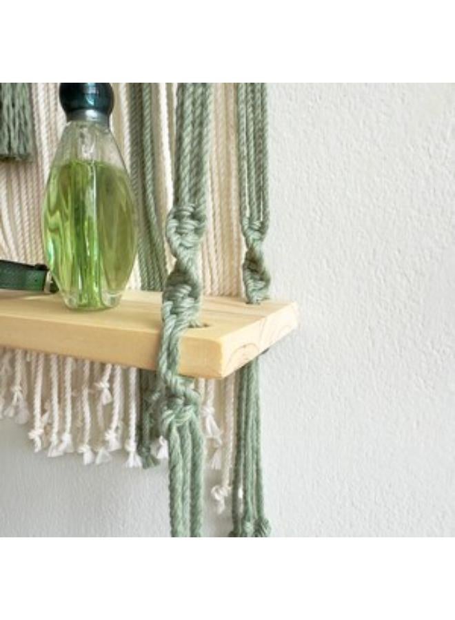 انتيكيانو رف معلق على الحائط بخيوط مكرمية.. ديكور حائط بوهيمي لغرفة النوم - فن جداري من حبل مكرمية منسوج كديكور لرف - Image 4