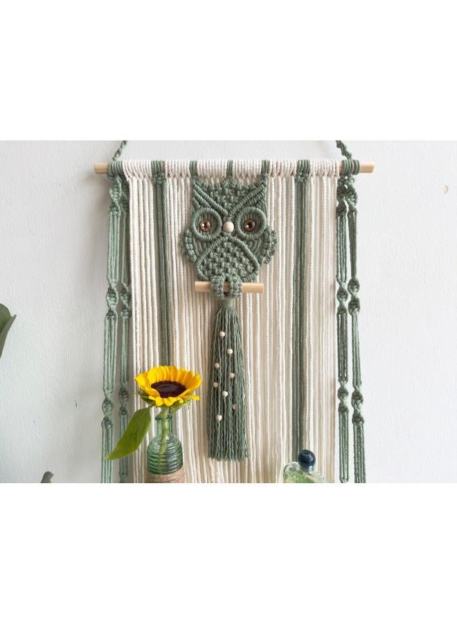 انتيكيانو رف معلق على الحائط بخيوط مكرمية.. ديكور حائط بوهيمي لغرفة النوم - فن جداري من حبل مكرمية منسوج كديكور لرف - Image 2