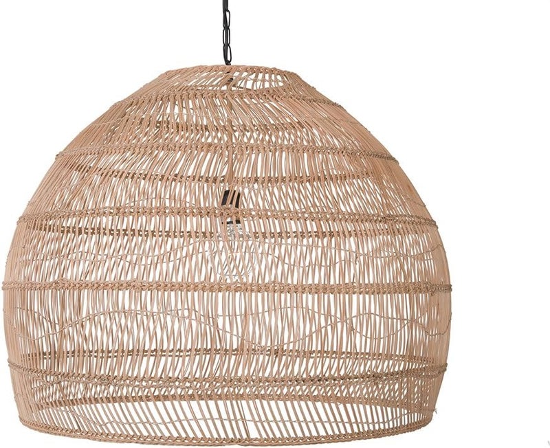 Kouboo KOUBOO 1050101 Open Weave Cane Rib Bell Hanging Ceiling Lamp One Size Wheat  - Image 1