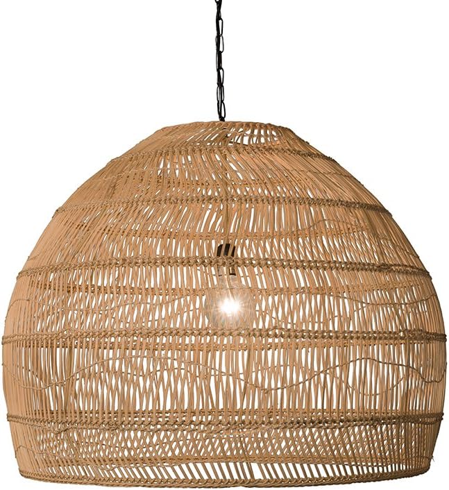 Kouboo KOUBOO 1050101 Open Weave Cane Rib Bell Hanging Ceiling Lamp One Size Wheat  - Image 2