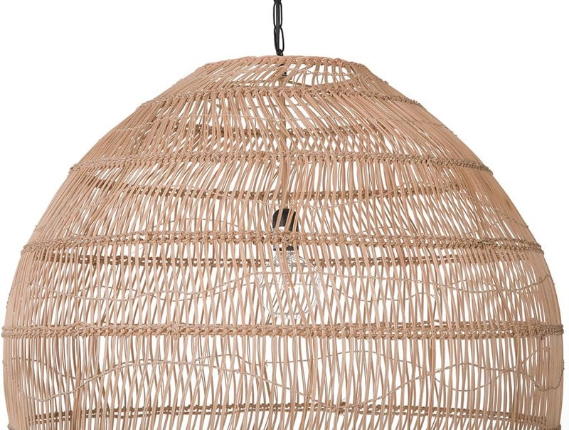 Kouboo KOUBOO 1050101 Open Weave Cane Rib Bell Hanging Ceiling Lamp One Size Wheat  - Image 4