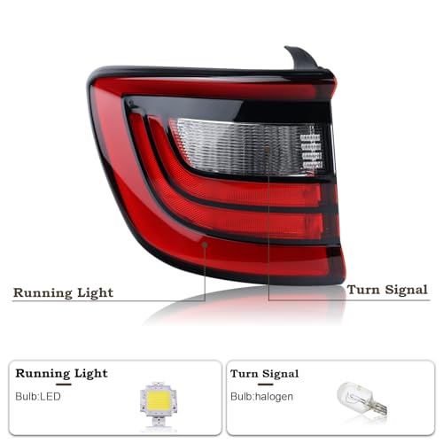 KAMDKI Left Driver Side Outer Tail Light LED Rear Lamp Compatible for 2014-2023 Dodge Durango With Bulbs 68155949AD 68272127AA - Image 2