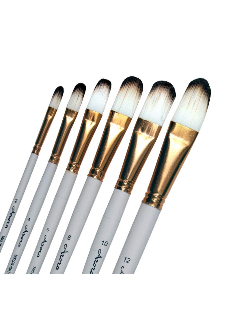 Arora Arora Synthetic Hair Filbert Tip Paint Brush Set for Watercolor and Acrylic Painting of 6pc(Wood)  - Image 1