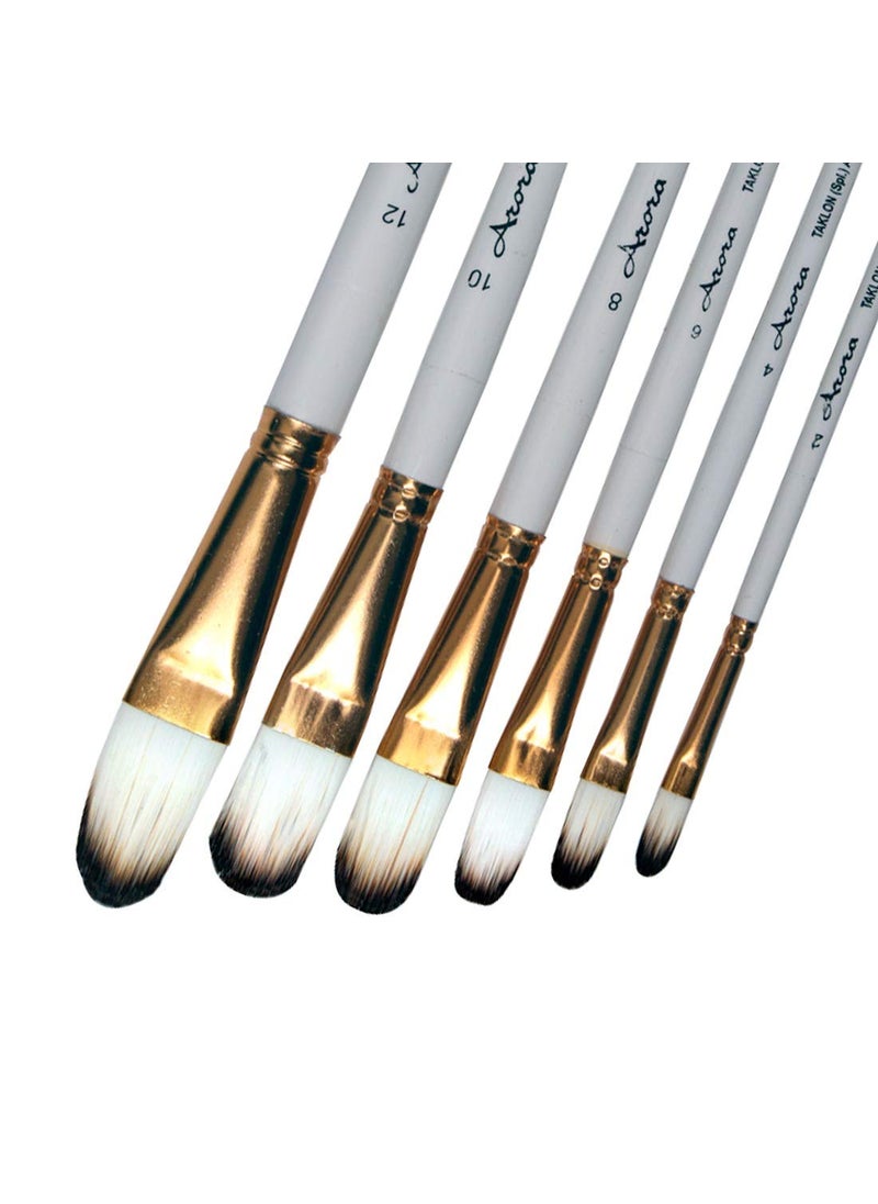 Arora Arora Synthetic Hair Filbert Tip Paint Brush Set for Watercolor and Acrylic Painting of 6pc(Wood)  - Image 2