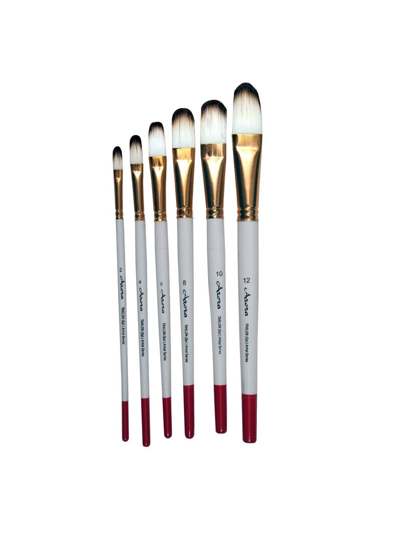 Arora Arora Synthetic Hair Filbert Tip Paint Brush Set for Watercolor and Acrylic Painting of 6pc(Wood)  - Image 4