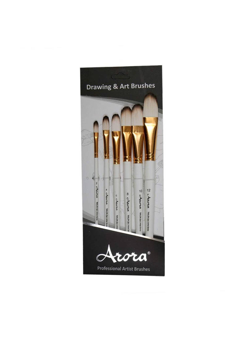 Arora Arora Synthetic Hair Filbert Tip Paint Brush Set for Watercolor and Acrylic Painting of 6pc(Wood)  - Image 5