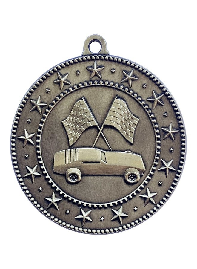 Express Medals Scout Car Derby Racer Race Gold Medals Trophy Award with Neck Ribbons EMDC45 - (Pack of 10) - Image 1