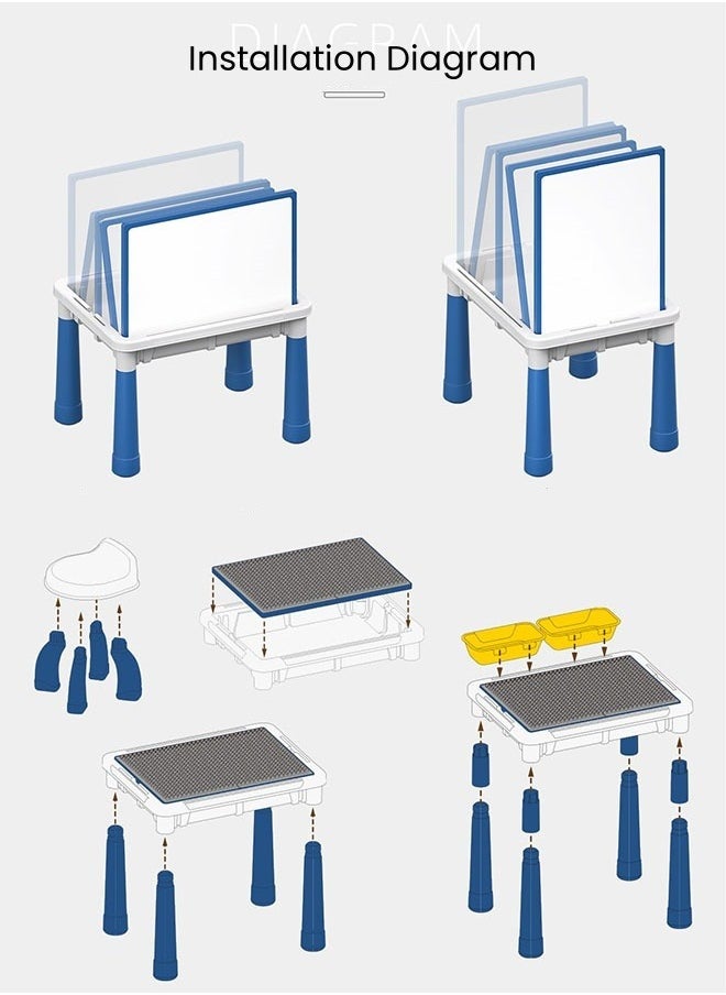 طاولة كتل بناء متعددة الأنشطة للأطفال، طقم كتل بناء تعليمي للأطفال، طاولة متعددة الأنشطة مع تخزين وكرسي، تتضمن 41 قطعة من كتل البناء، مناسبة للأطفال الرضع والبنات - pzsku/Z1B350D8687A05FC1E86BZ/45/_/1724753345/01a8fe60-370b-45ad-98dc-53f2e1df53f4