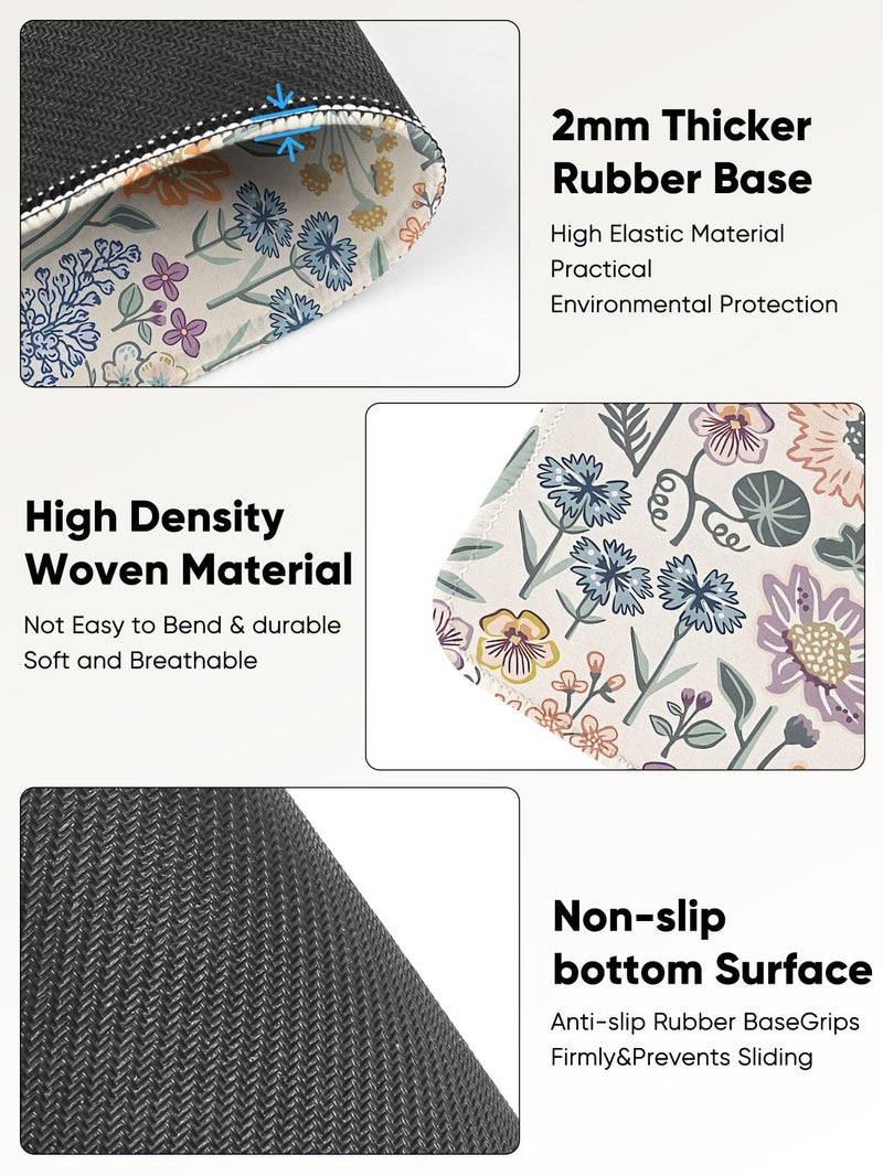 Seorsok Elegant Colorful Flowers Mouse Mat Premium Textured Mouse Pads For Office Laptop Washable Square Cute Mousepads With Extended Stitched Edges Non Slip Rubber Base 9.5""X7.8""X0.07"" Inch - Image 5