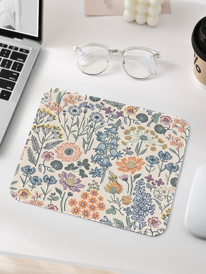 Seorsok Elegant Colorful Flowers Mouse Mat Premium Textured Mouse Pads For Office Laptop Washable Square Cute Mousepads With Extended Stitched Edges Non Slip Rubber Base 9.5""X7.8""X0.07"" Inch - Image 2