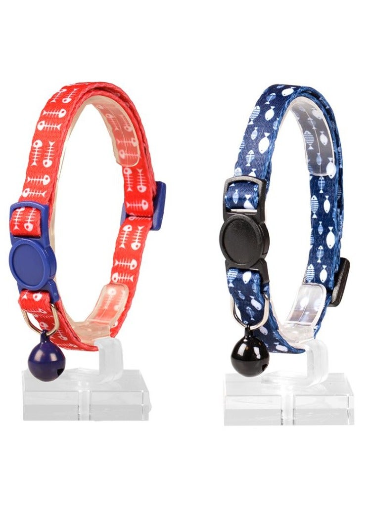 Adjustable Cat Collar Fish Bones 3 Nylon Mixed Colors 20-30cm/10mm