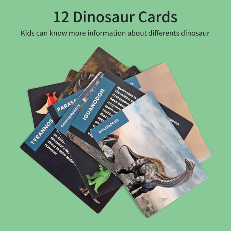 Dinosaur Excavation Kit: Giant Filled Egg With 12 Dinosaur Toys, 2 Random Small Dinosaurs, 12 Educational Cards & 3 Digging Tools - STEM Learning & Patience Building Paleontology Set for Kids Science - Image 3