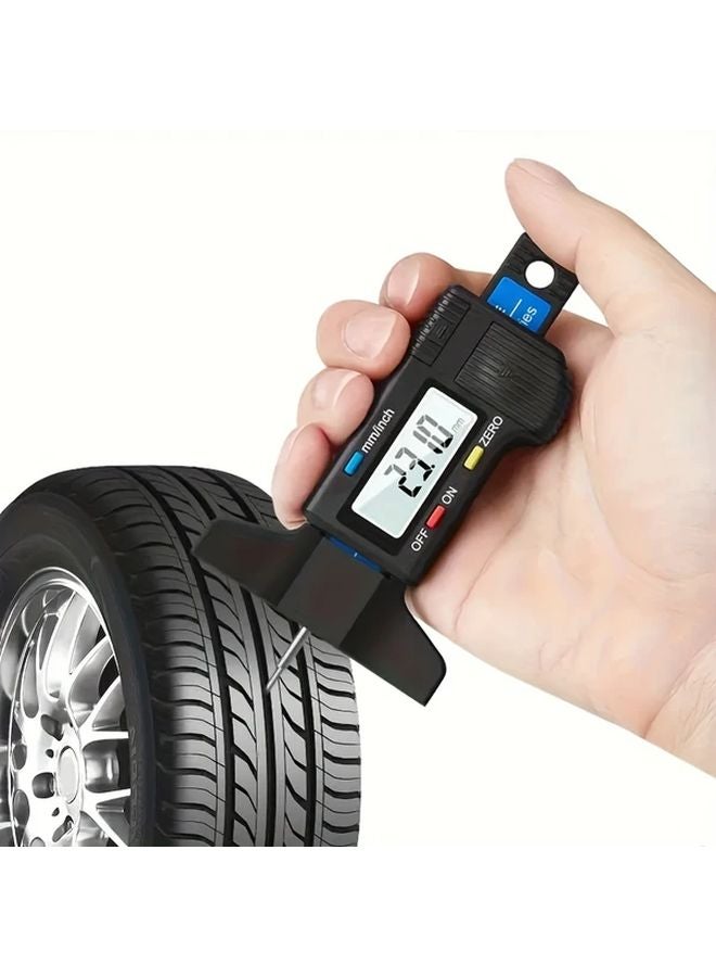 Black Digital Tire Depth Gauge LCD Display MM Inch Measurement Tool for Cars - Image 2