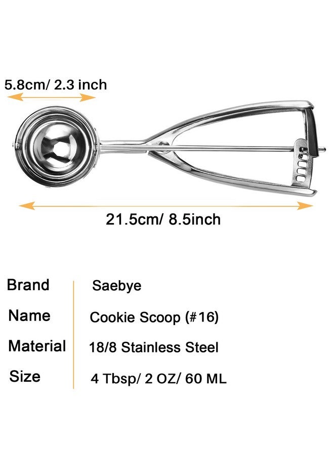 Saebye Large Cookie Scoop, 4 Tbsp / 60 MZ / 2 OZ, Size #16 Cookie Dough Scoop, Muffin Scoop for Baking - Image 2