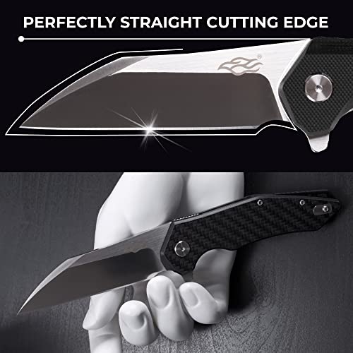 Firebird GANZO FH31 Pocket Folding Knife Wharncliffe D2 Steel Blade G10 Anti-Slip Handle with Clip Camping Hunting Fishing Folder Outdoor EDC Knife (Black) - Image 5