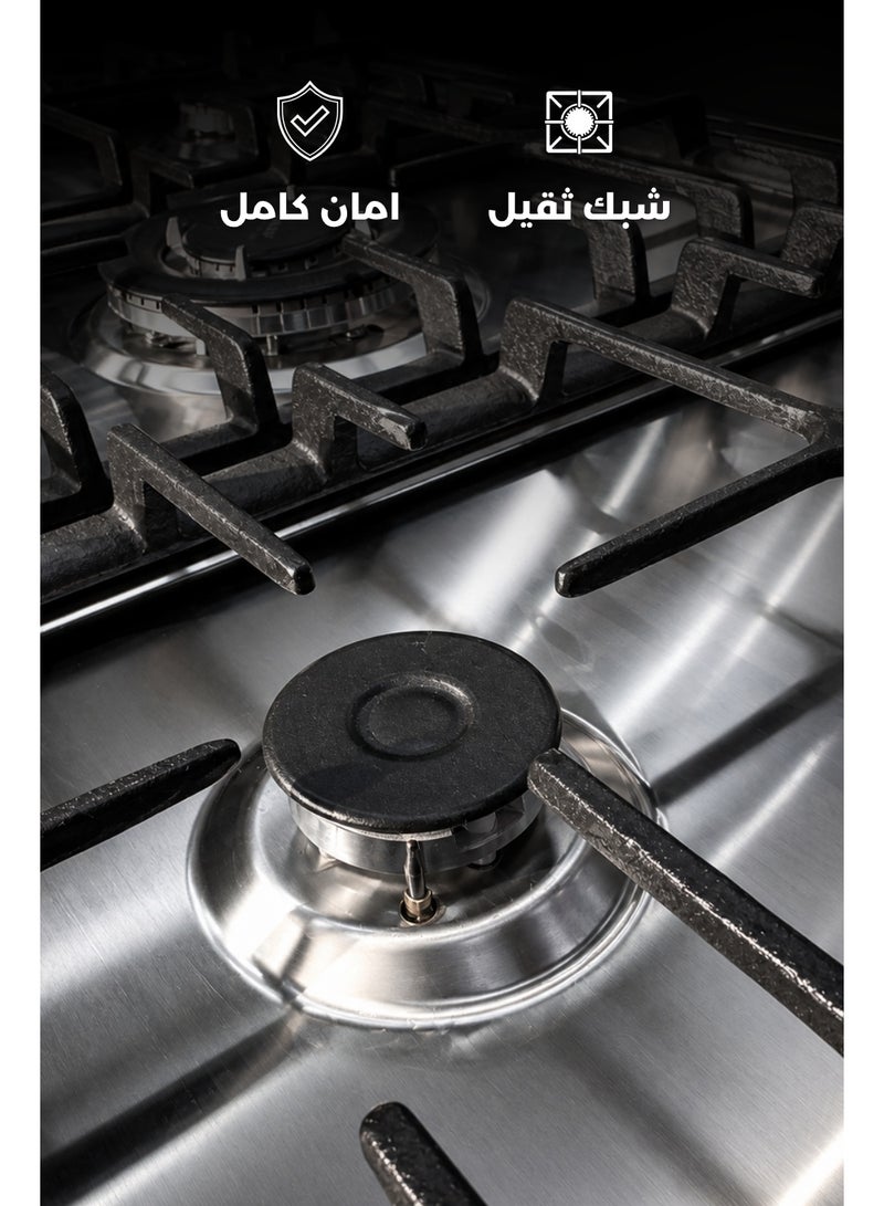 يونيون إير فرن غاز ستانلس ستيل 5 شعلات إيطالي مقاس 60×90 بشاشة ديجيتال ومروحتين توزيع وأمان كامل - Image 4