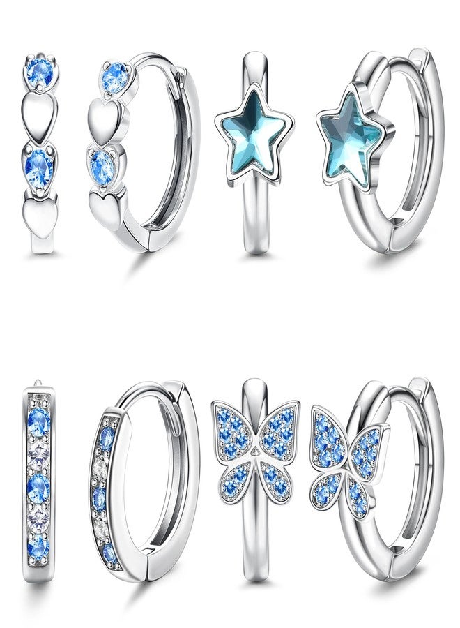 YADOCA Hypoallergenic Earrings For Girls Women Small Huggie Hoop Earrings Sleeper Double Love Heart Earrings Cute Tiny CZ Butterfly Star Cartilage Earrings Hoop Set 10mm, Metal, Cubic Zirconia - Image 1