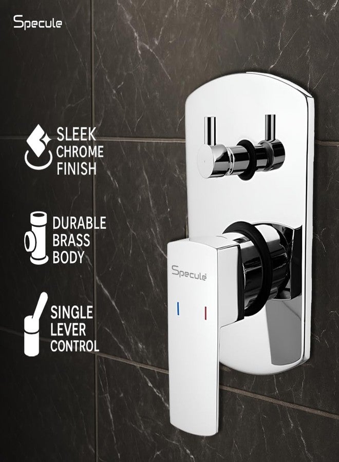 Specule Kubix Prime Diverter Brass Concealed Body High Flow Diverter Full set With 5-Function Overhead Shower and Bath Tub Spout | Bathroom Shower System | Chrome | Diverter Set For Bathroom - Image 2