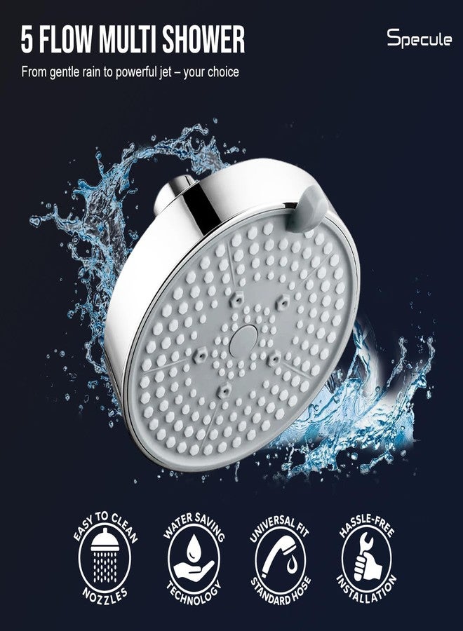 Specule Kubix Prime Diverter Brass Concealed Body High Flow Diverter Full set With 5-Function Overhead Shower and Bath Tub Spout | Bathroom Shower System | Chrome | Diverter Set For Bathroom - Image 4