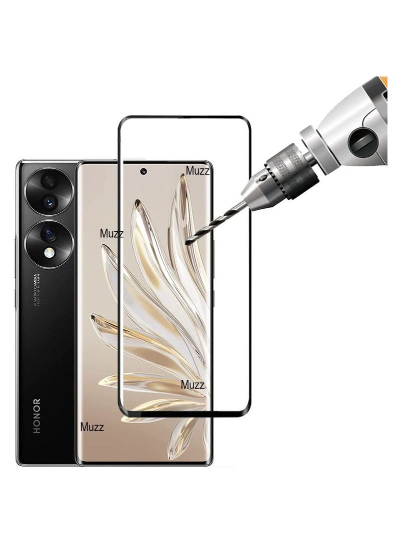 Muzz واقي شاشة لهاتف هونر 70، واقي شاشة زجاجي مقوى شفاف عالي الدقة مقاوم للخدش لهاتف هونر 70، أسود - Image 2