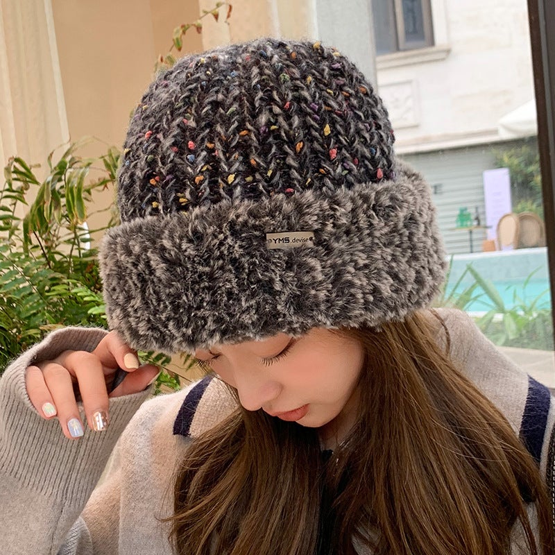 Autumn/winter Knit Hat Womens Korean Style Warm Versatile Ear Protection Face Exposing Small Size Skullies Beanies Wholesale Gray  - Image 2