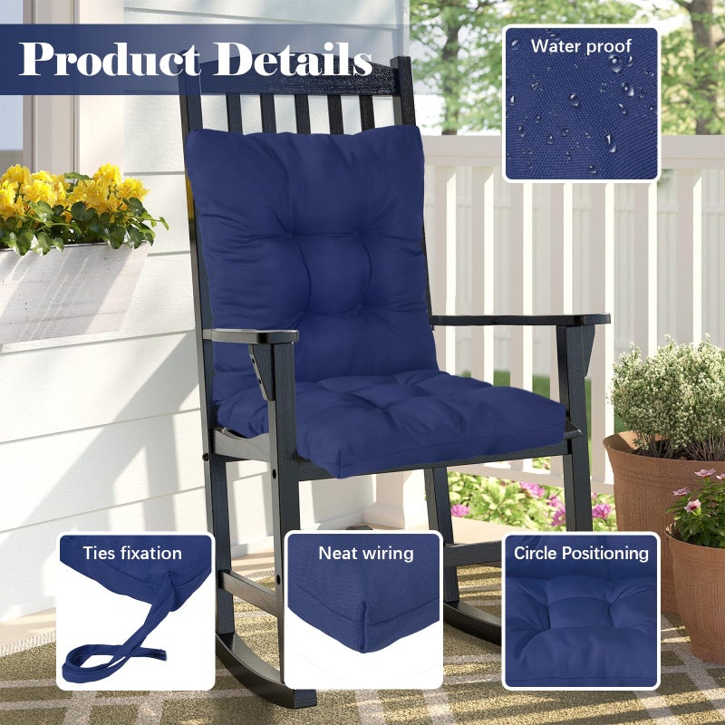 Eoieov Wicker Chair Cushions for Outdoor Furniture,Outdoor Rocking Chair Cushions High Back, Water-Proof Thick Patio Chair Pads for Indoor and Outdoor 41.7"*20.8"*3", Hawaii - Image 4