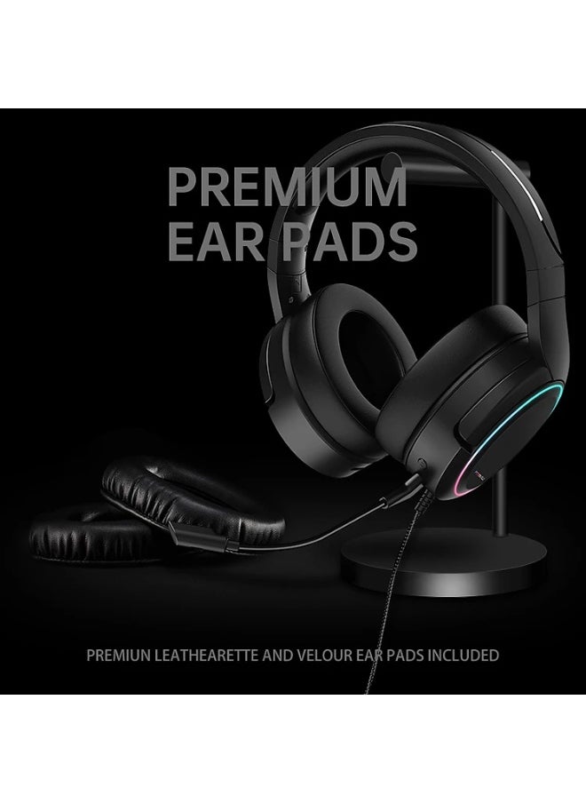 X6 Pro Gaming Headset for Xbox One, PS4, PC, Controller, Noise Cancelling Over Ear Headphones with Mic, LED Light Bass Surround Soft Memory Earmuffs for PS2 Mac