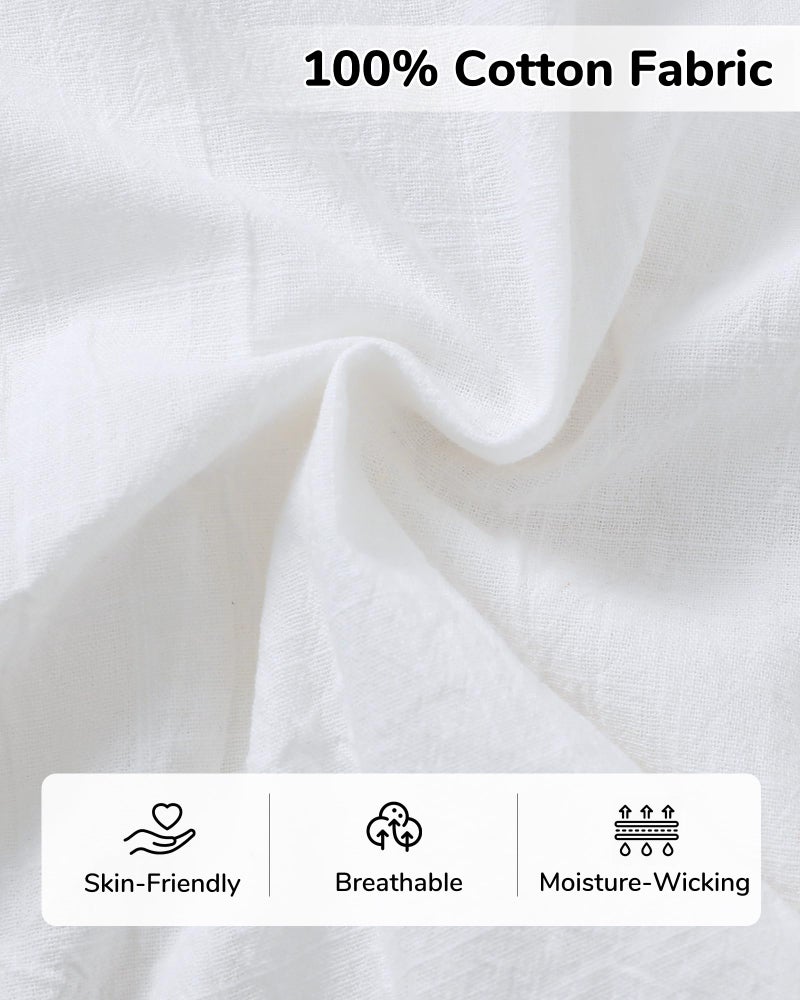 Jecson Boys Dress Shirts Short Sleeve Button Down Cotton Boys Collared Shirt with Pockets White - Image 4