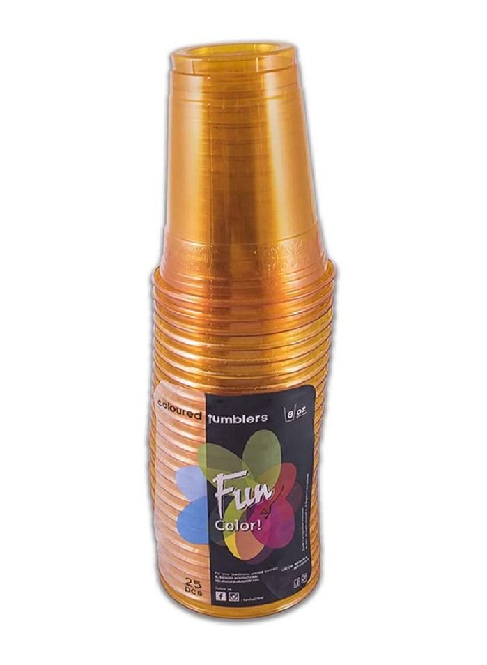 Fun 8oz 25-Piece Color Party Plastic Cup Set, Orange