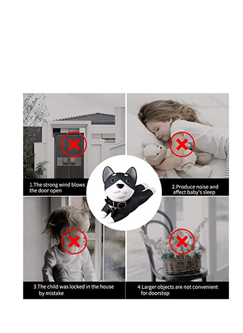 Y&D Decorative Door Stopper Cute Dog Stop Silicone Stops Style Wedge for Home and Office Black White, Prevent Accidental Locks In the Room  - Image 3