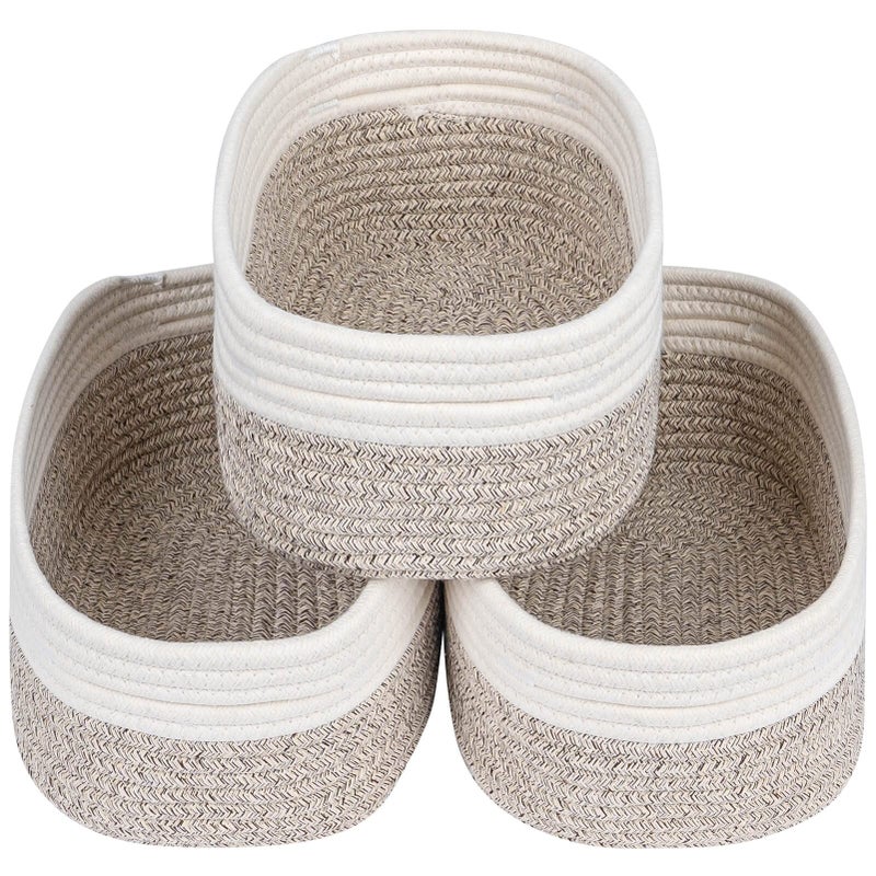 CubesLand Baskets for Shelves StorageCube Shelf Closet Storage Bins Set 3Longlasting Skinfriendly Toy Basket BinStylish Room Decor BasketWoven Off WhiteLight Brown