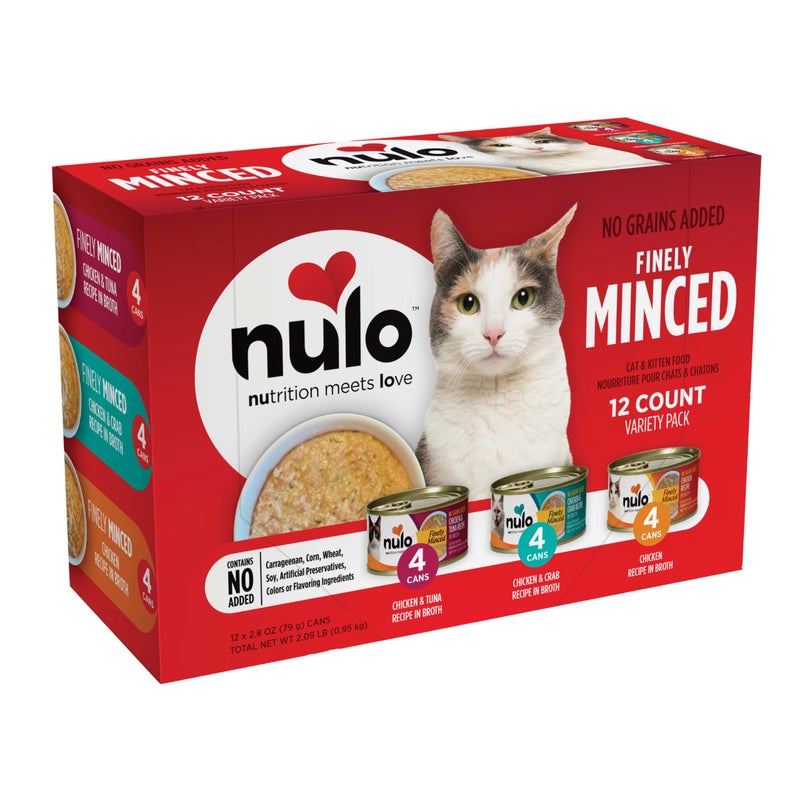 Nulo Finely Minced Variety Flavor Wet Canned Cat Food, 2.8 Ounce (Pack of 12) - Image 1