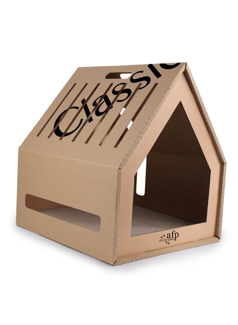 afp Classic Comfort House with Scratcher - Home Sweet Home Cardboard, Hideaway Scratcher - Size - 45.5cm x 39cm x 41.5cm - Image 2