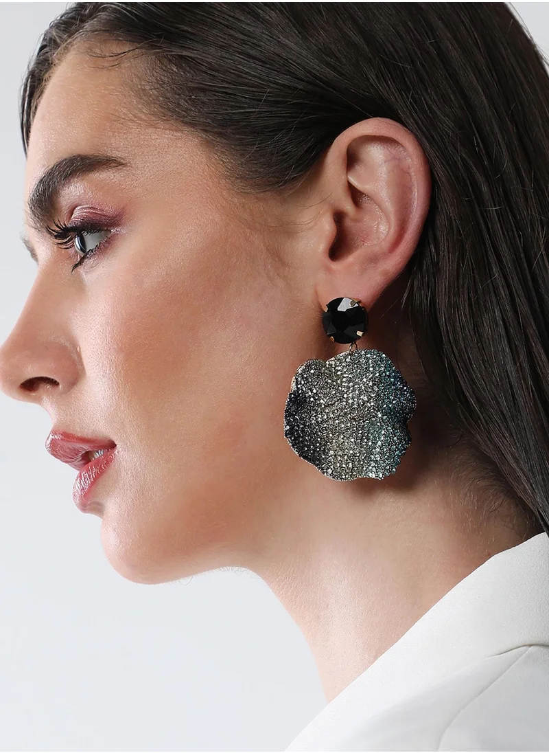 SOHI Crystal Stone Studded Glacier Swirl Drop Earrings