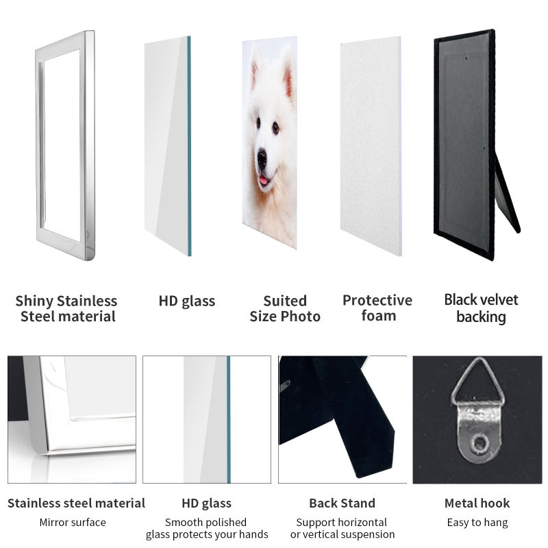 DECANIT 5x7 Picture Frames Silver Metal Photo Frames For Tabletop Display and Wall Decoration-Best Gifts For Family - Image 4