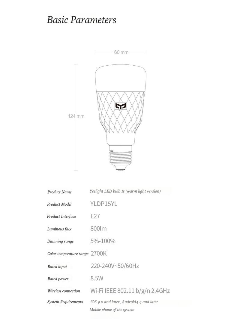 يلايت Yeelight المصباح ، E27 المقبس الخيوطي ، LED ضوء دافئ الإضاءة الصابد ، تطبيق الأرز المنزلي ، التحكم الذكي - Image 2