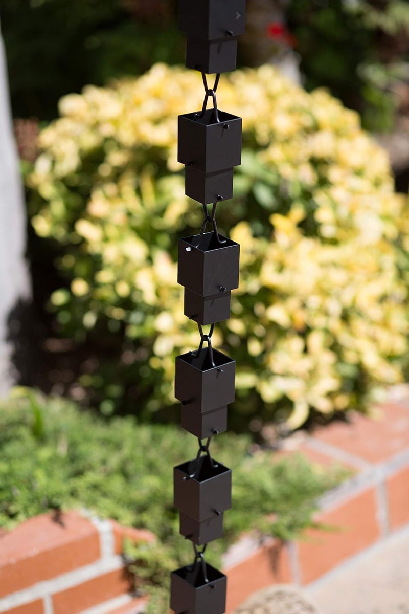 Monarch Rain Chains Aluminum Multi Cube Rain Chain, 8.5 Ft Black Powder Coated Aluminum Decorative Rain Catcher Chain for Gutters, Large Rain Chains for Outside - Image 2
