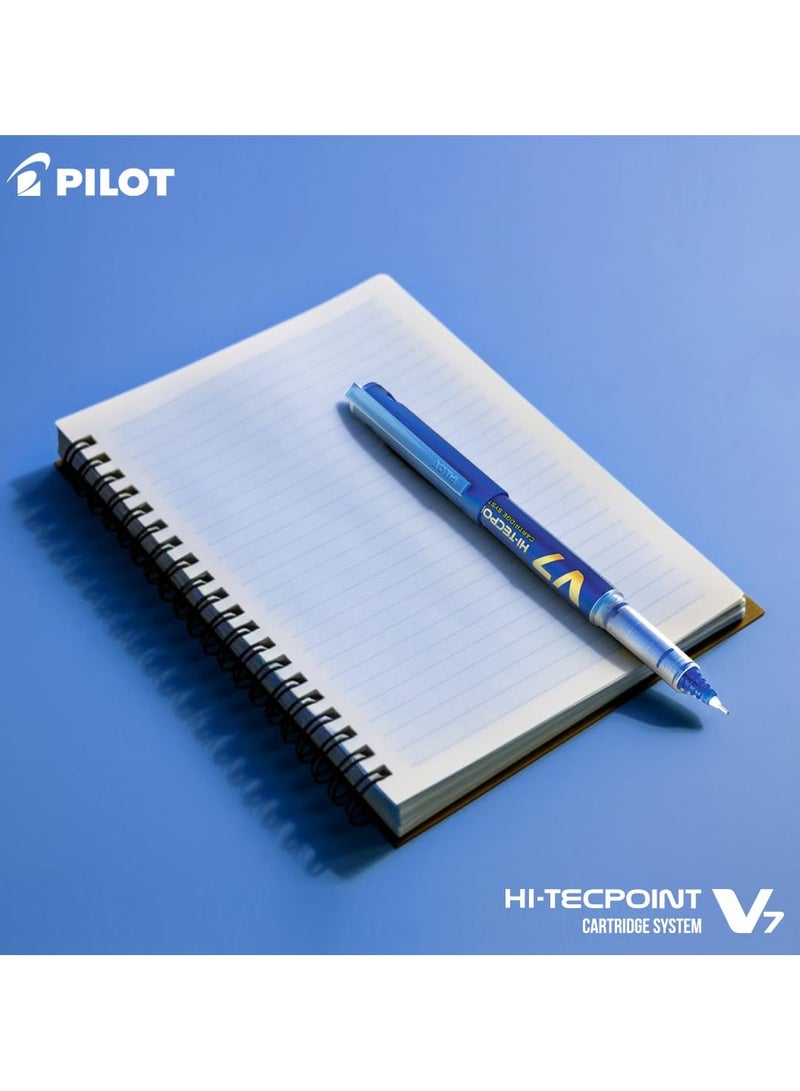 بايلوت قلم Pilot V7 Hi-tecpoint مع نظام خرطوشة - 1 قلم أزرق، 1 قلم أسود، 2 خراطيش زرقاء، 2 خراطيش سوداء - Image 4