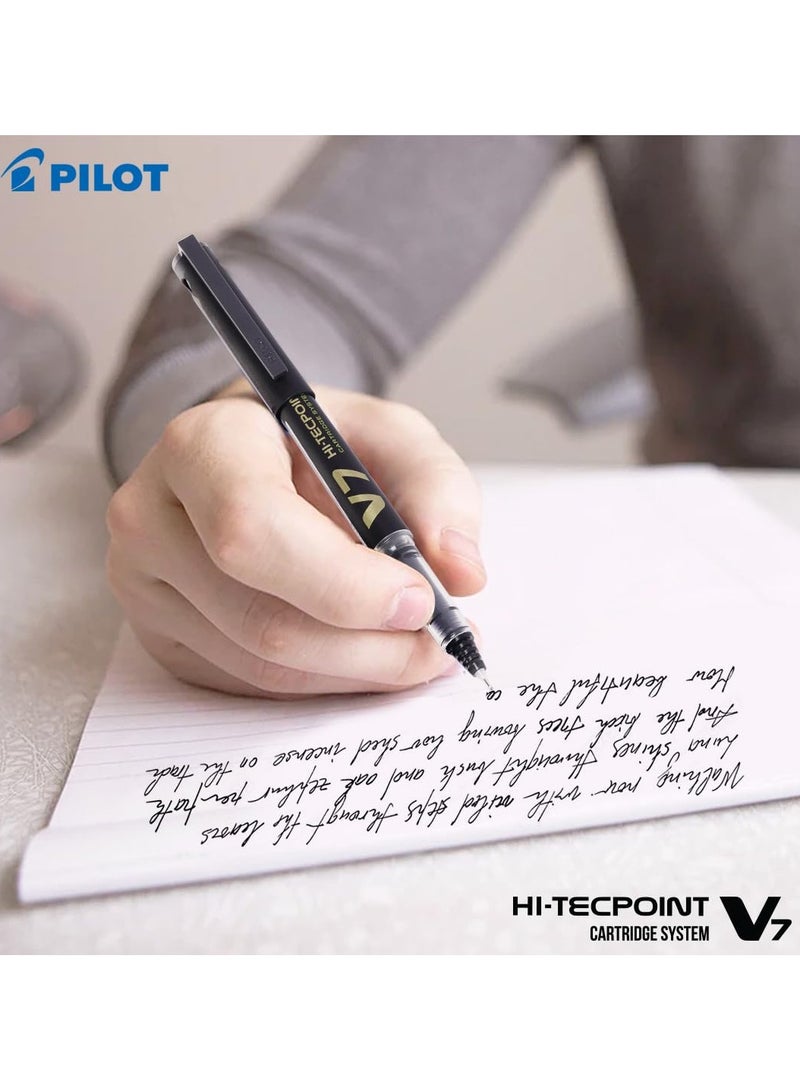 بايلوت قلم Pilot V7 Hi-tecpoint مع نظام خرطوشة - 1 قلم أزرق، 1 قلم أسود، 2 خراطيش زرقاء، 2 خراطيش سوداء - Image 5