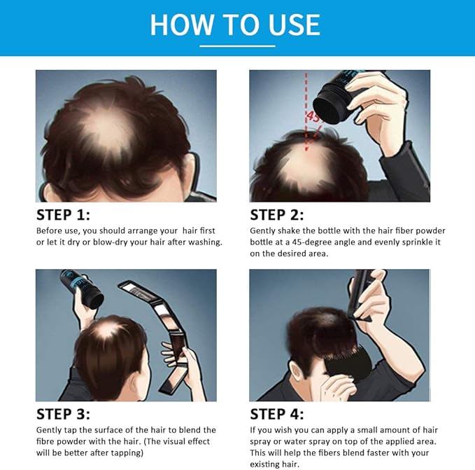 Hair Fibres Dark Brown Professional Quality Fiber Hair Powder Hair Loss Concealer for Thinning Hair for Women and Men
