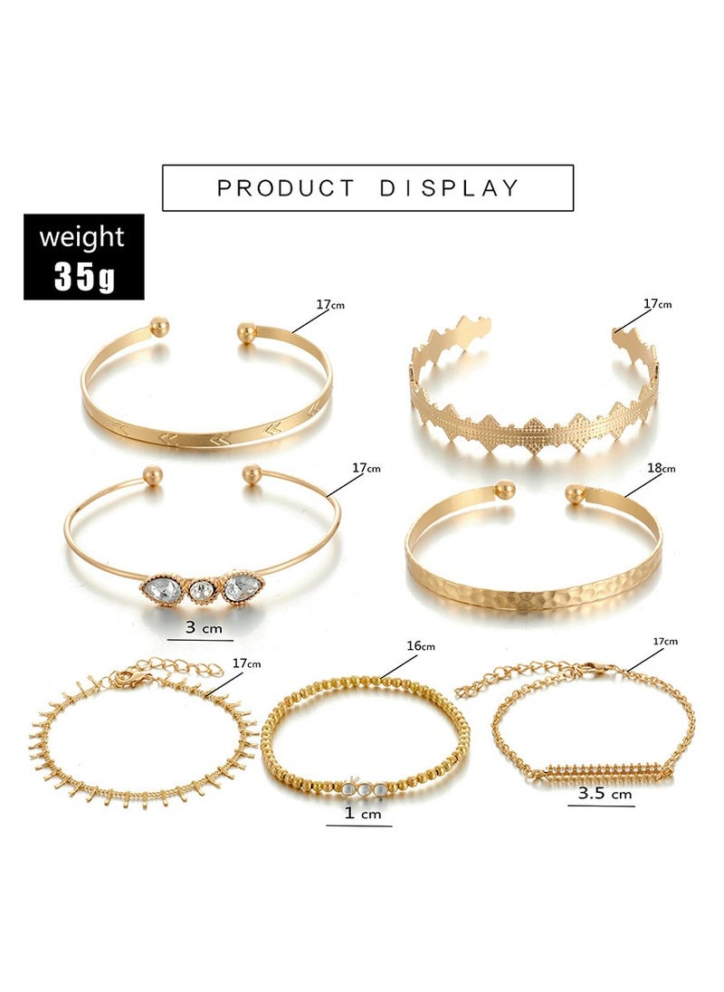 Gold Multi-Layers Open Bracelet Set of 7