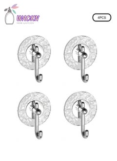WAOKN 4 Pieces Perforation-Free Bathroom Wall Hook Heavy Duty Acrylic Hooks for Living Room Kitchen Closet Coat And Hat Hook Clear  - Image 1