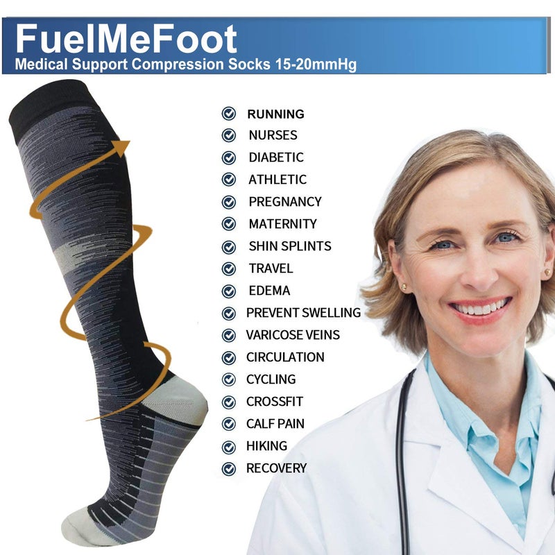 FuelMeFoot 3 Pack Copper Compression Socks - Compression Socks Women & Men Circulation - Best for Medical,Running,Athletic - Image 5