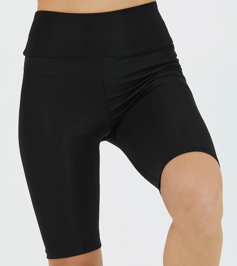 mmetalic Women's Black High Waist Short Leggings
