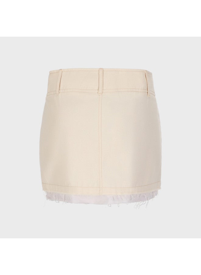 Zara Women's Cotton A-line High-low Denim Skirt With Back Zipper And Raw Hem - Image 3