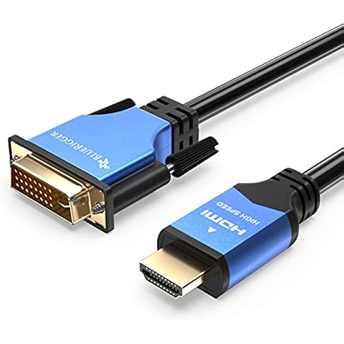 HDMI TO DVI CABLE 1M (HIGH-SPEED, BI-DIRECTIONAL ADAPTER MALE TO MALE, DVI-D 24+1, 1080P, ALUMINUM SHELL) - COMPATIBLE WITH RASPBERRY PI, XBOX ONE, PS5/PS4, GRAPHICS CARD