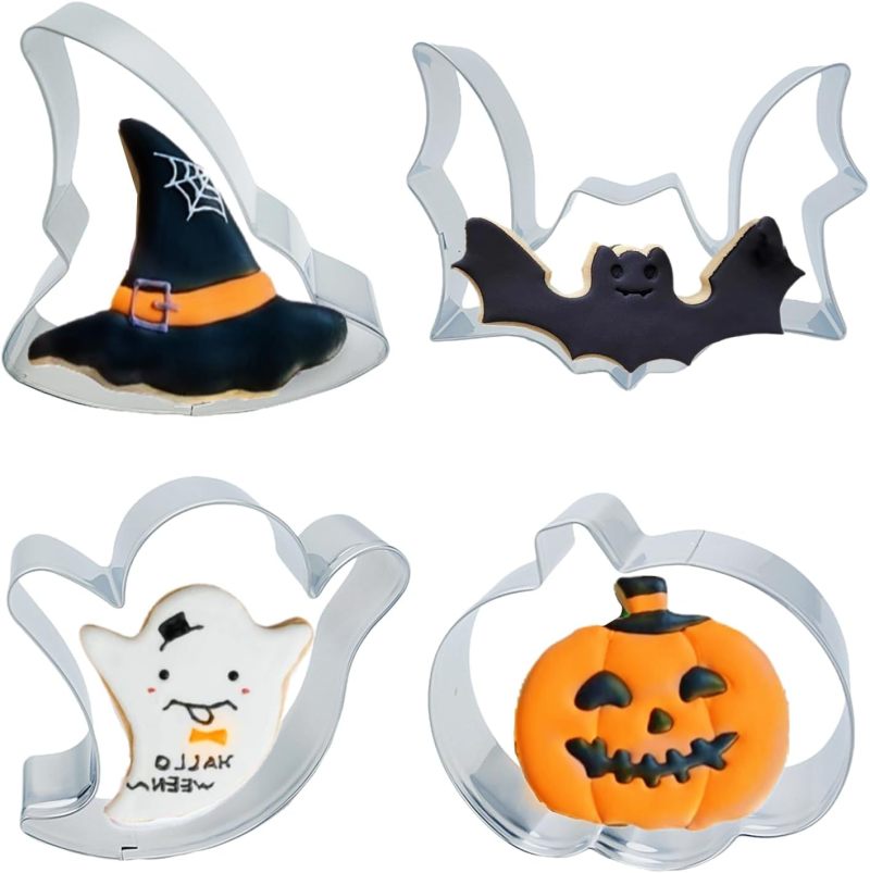 Halloween Cookie Cutters 4PCS Large Stainless Steel Molds - Durable Grade 430 Double-Laminated Construction, 2.5cm Height 0.3mm Thickness, With Decorating Instructions for Halloween Baking, Halloween - Image 2