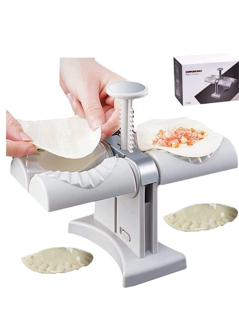 Automatic Dumpling Maker Mould Machine Household Dumpling Maker Press Double Head Automatic Dumpling Wrapper Tool Dumpling Skin Maker Molds, Easy-tool for Dumpling, Wrap Two At A Time - Image 1