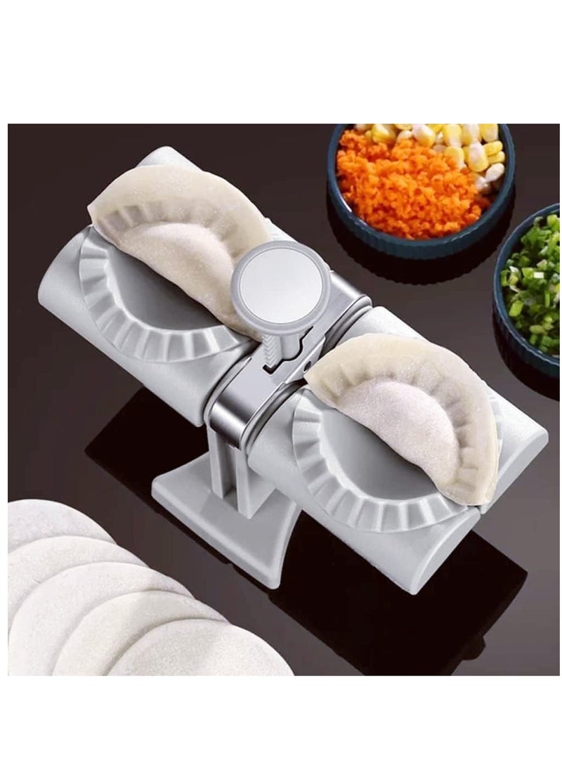 Automatic Dumpling Maker Mould Machine Household Dumpling Maker Press Double Head Automatic Dumpling Wrapper Tool Dumpling Skin Maker Molds, Easy-tool for Dumpling, Wrap Two At A Time - Image 4