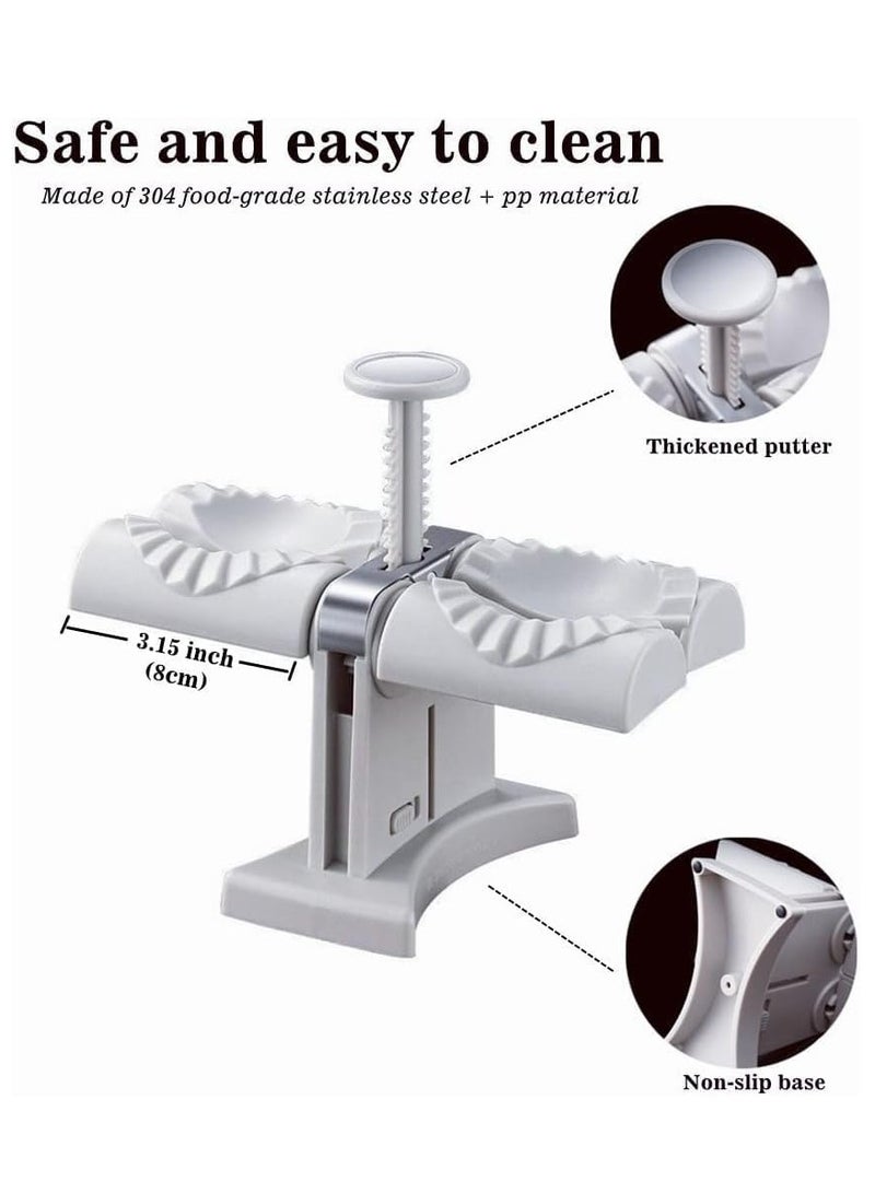 Automatic Dumpling Maker Mould Machine Household Dumpling Maker Press Double Head Automatic Dumpling Wrapper Tool Dumpling Skin Maker Molds, Easy-tool for Dumpling, Wrap Two At A Time - Image 5